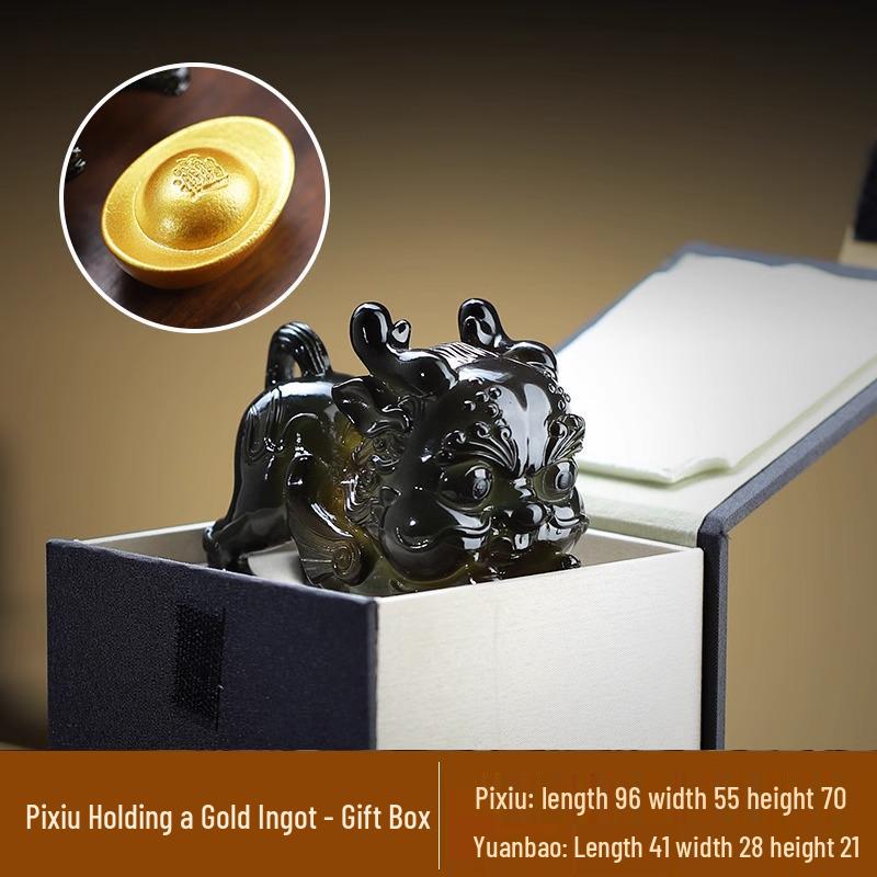 Color-Changing Pixiu Tea Pet with Gold Ingot - Tea Table Decoration & Kung Fu Tea Set Accessory