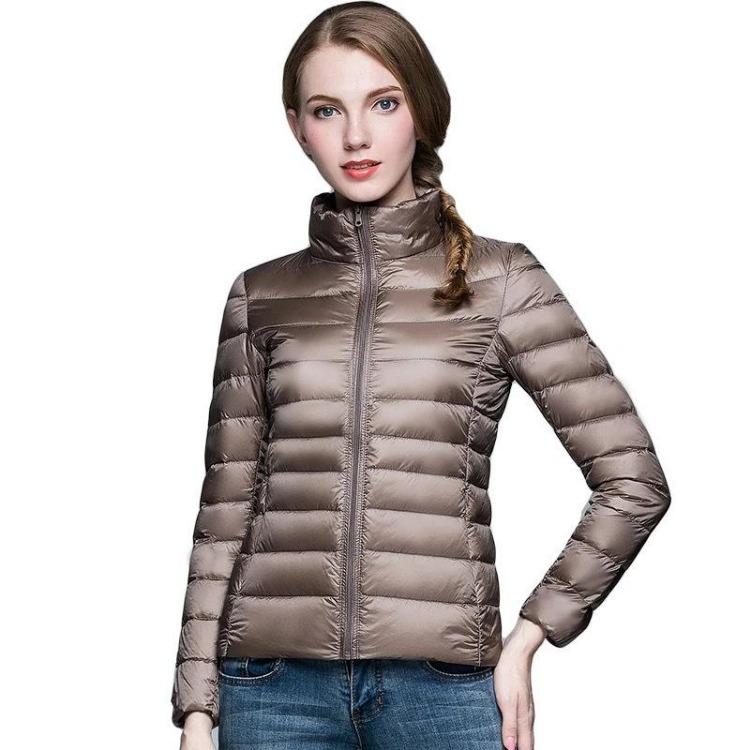 Winter Fashion Lightweight Down Coat for Women Plus Size Slim Fit Long Sleeve Stand Collar Solid Color Zipper Lightweight Autumn Jacket