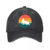 Retro Woodland Fox Sunset Emblem  New Vintage Washed Cotton Baseball Cap Sun Hats