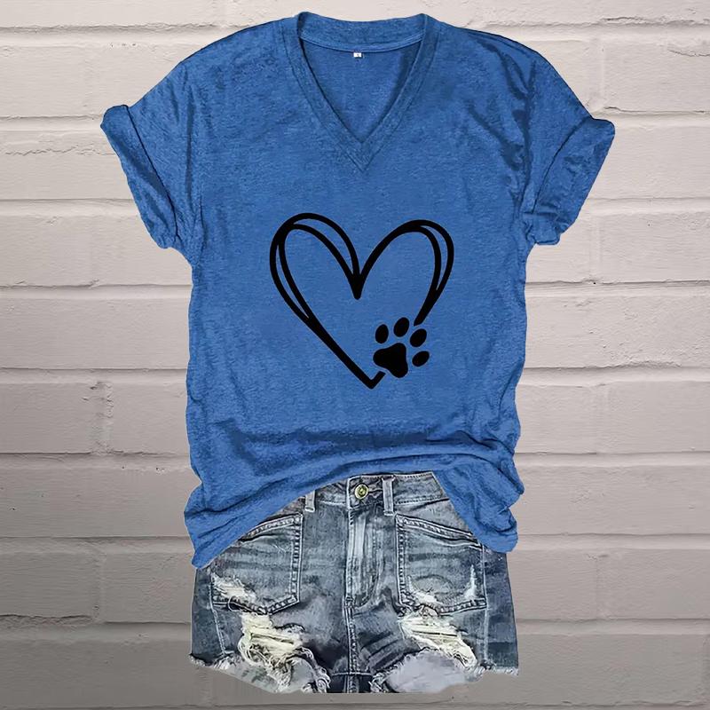 

Блузки с рисунком кошачьих когтей Love Cat Claw, футболки с коротким рукавом и V-образным вырезом, повседневные 8XL синий