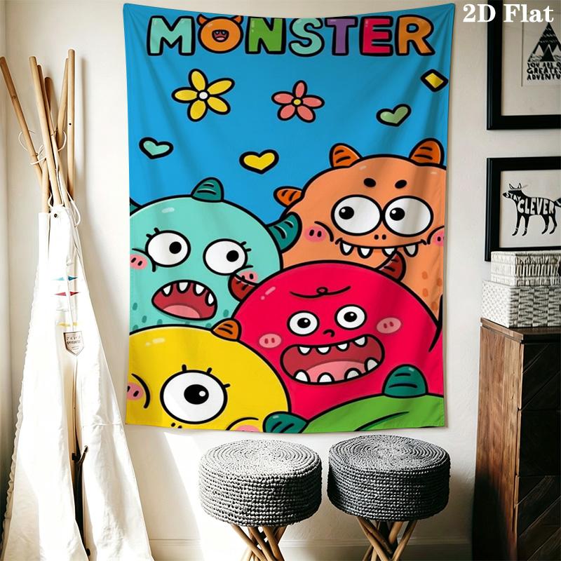 Cartoon Monsters Pattern Home Decor Tapestry, Wall Hanging, Decorative RV Wall Cloth.SGT0917550