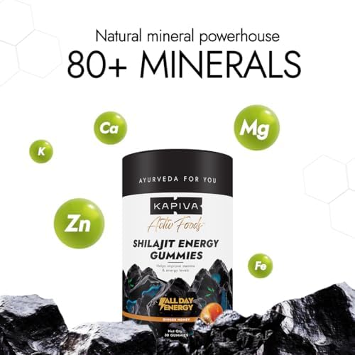 Kapiva Himalayan Shilajit Gummies 225mg Per Gummy Ginger Honey Flavour Energy Booster 30 Gummies