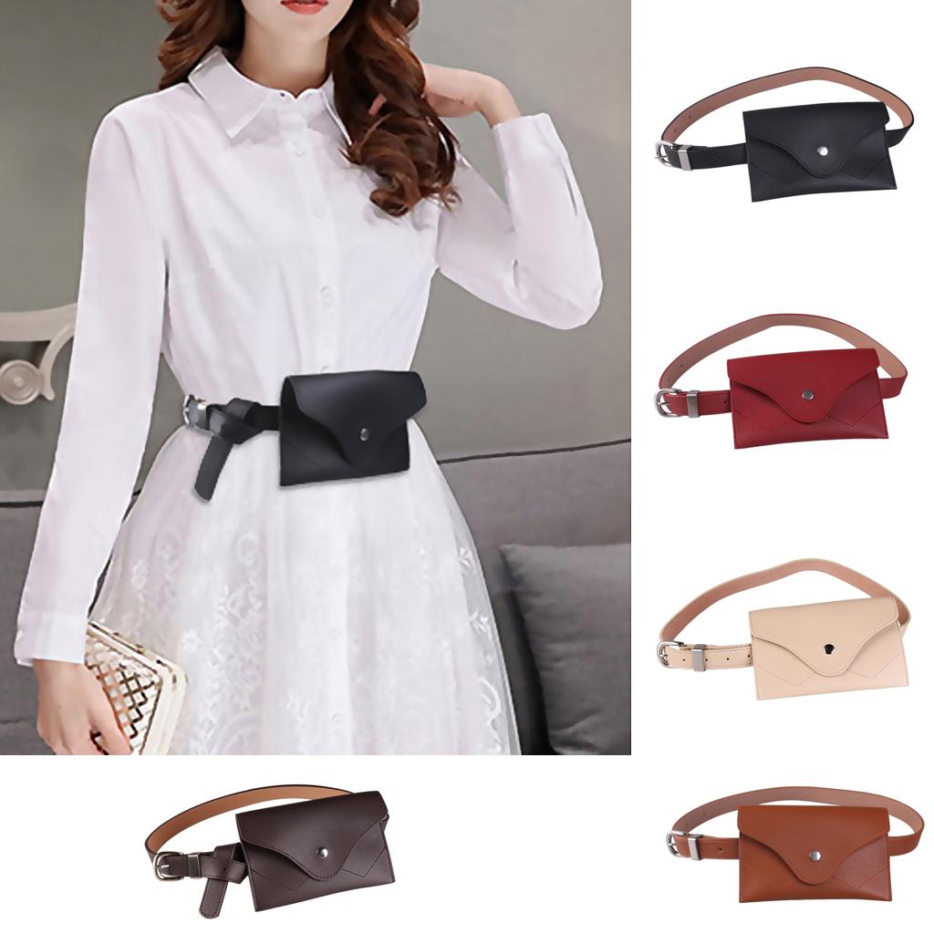 Shoulder Bag Waist Band Mini PU Leather Women Clothing Accessory - Black, as described