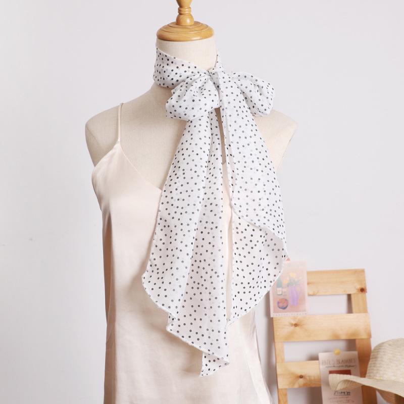 Small Long Polka Dot Scarf Printed Loose Streamer for Women  Spring and Autumn Versatile Decorative Scarf Simple Hairband