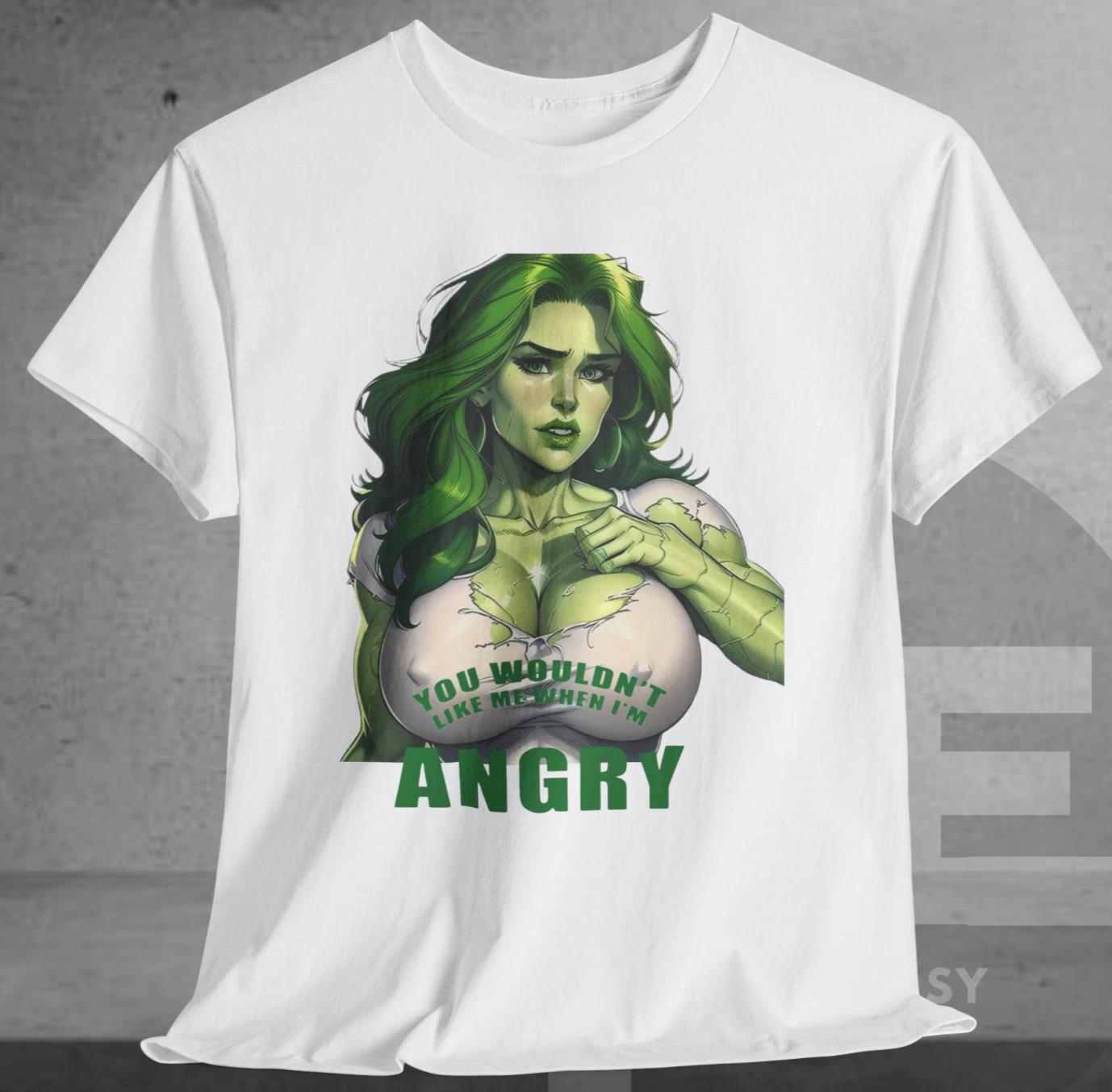 Men s and Women s T-shirts Funny She-Hulk T-Shirt Custom Superhero Unisex Black White Green Tee Gift XXXXL