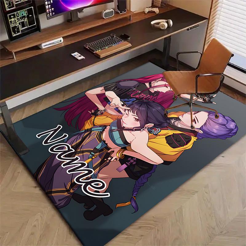 Custom KPop Demon Hunters Mat Personalized Name, Polyester Washable Indoor Entryway Rug, Gift for Christmas, Easter, Thanksgiving Day