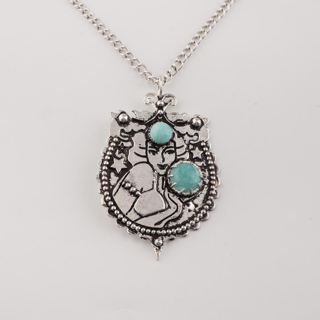 Natural Amazonite Gemstone Silver Pendant 1.9" 925 Sterling Silver Women Jewelry For Special Occasion CP-44-26