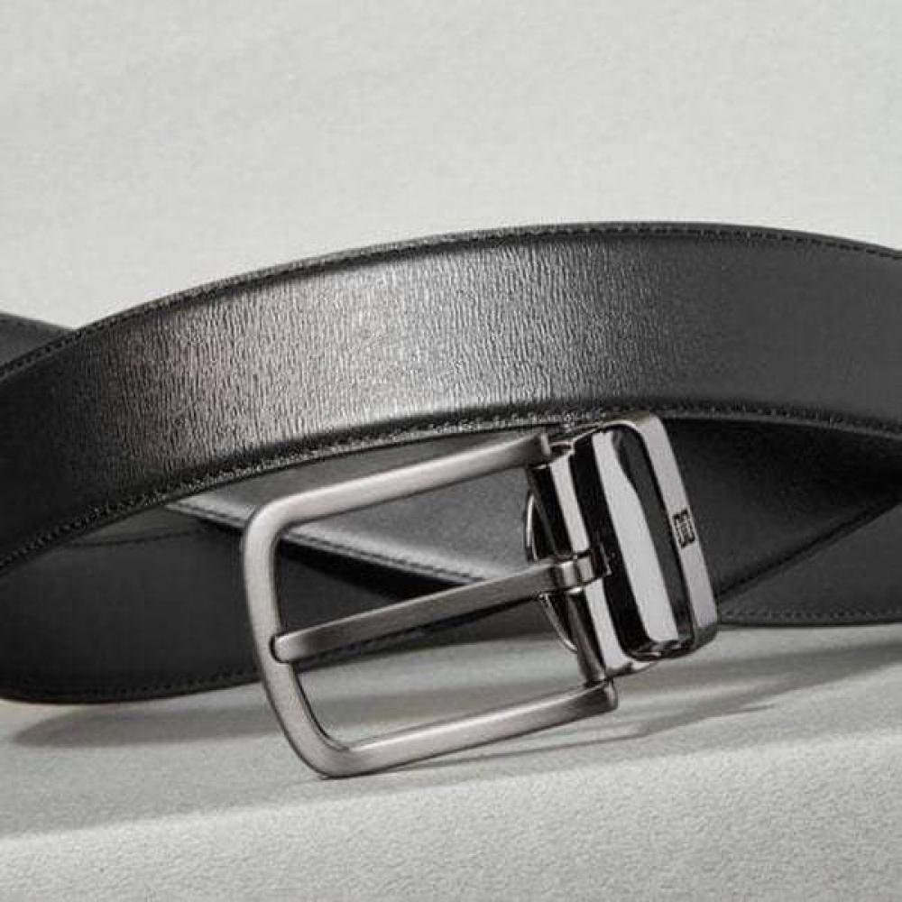 Daks Black Buckle Dd Logo Embossed Leather Belt Single option