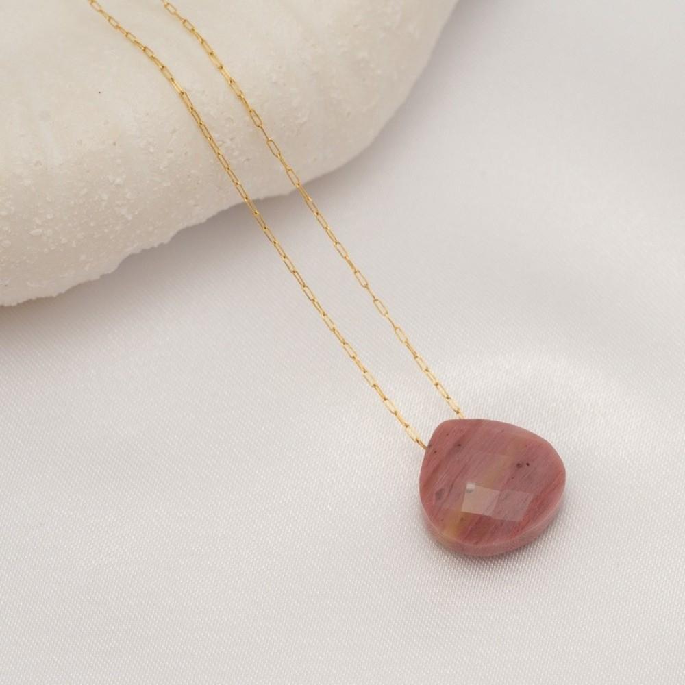Minimalist Stone Necklace Stainless Steel Collarbone Chain Waterdrop Pendant Necklace Girls