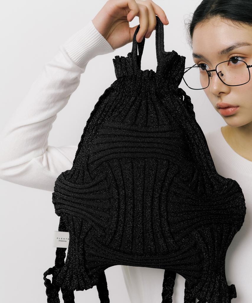 Pleatsmama New Bow Backpack Glitter Black