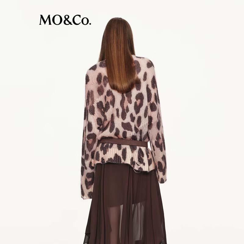 MO&Co. Women's Soft Leopard Print Knit Sweater