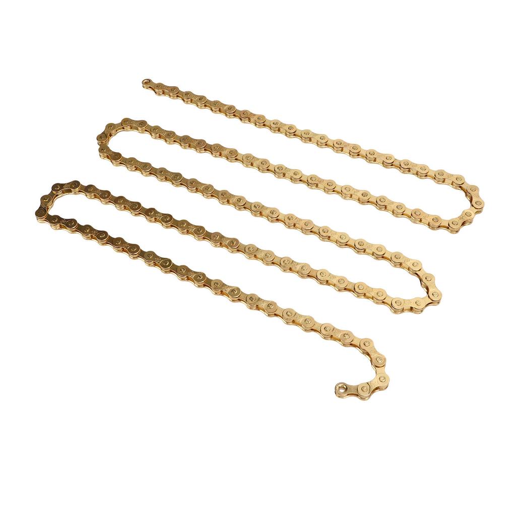 8 Speed Bike Chain 116 Links Gold Electroplating Steel Road Bike Chain with Chain Connector for Outdoor Cycling