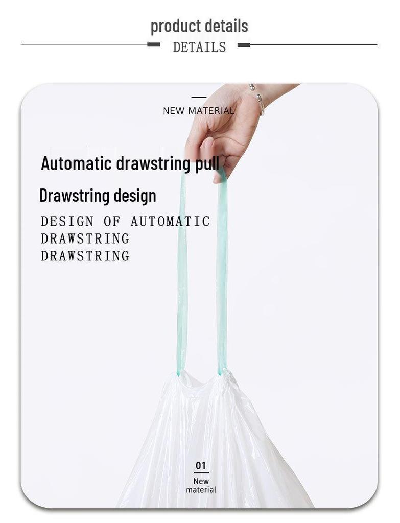 Large Thickened Automatic-Close Drawstring Garbage Bags for Household Use