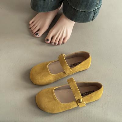 Retro Versatile Round Head Flat Bottom Shallow Mouth Single Shoes Women's Autumn New Temperament One Word with Skirt Mary Jane Shoes