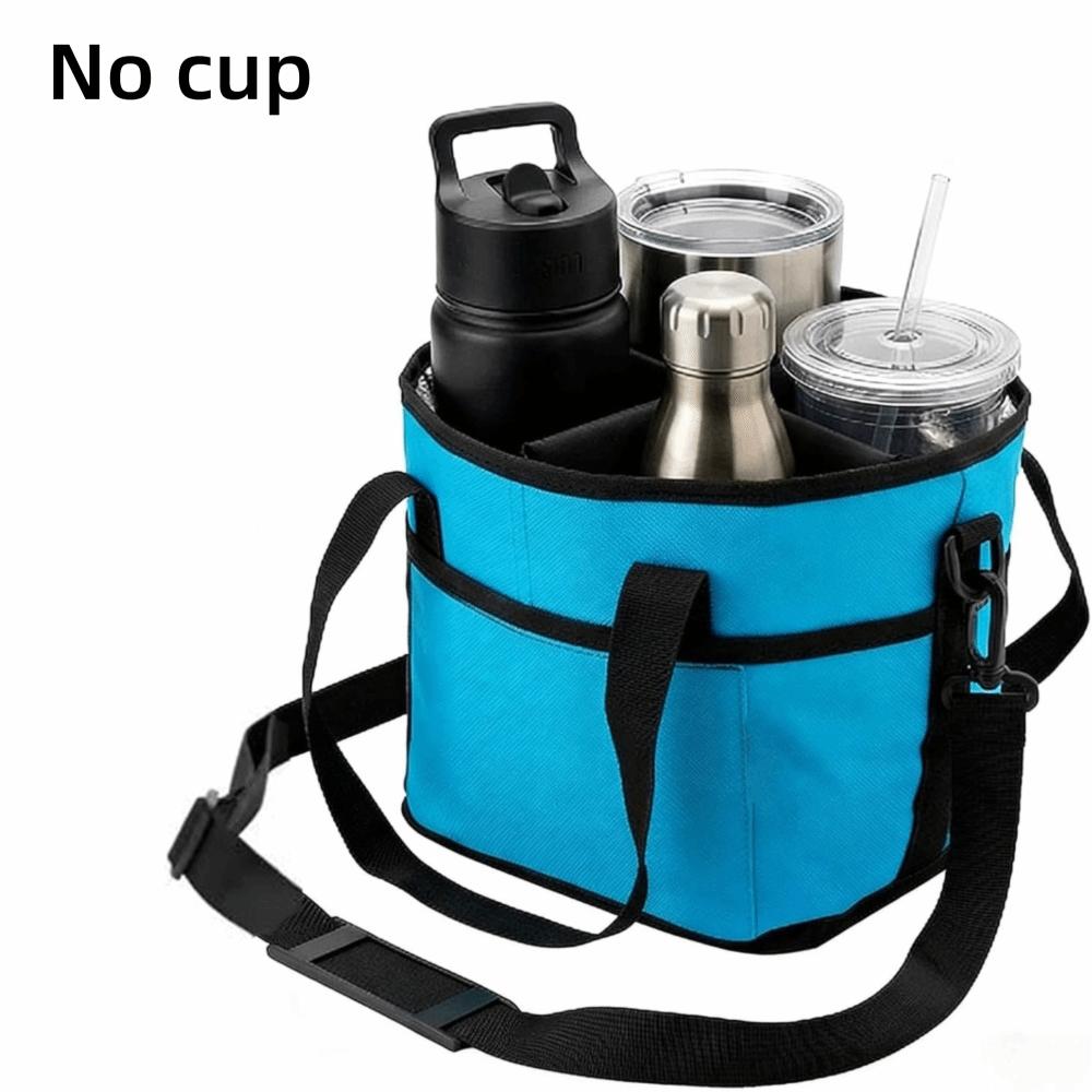

No-Spill Size 4 Compartment Drink Bag with Adjustable Strap Multiple Drink Stand Large Capacity Water Bottle Holder синий