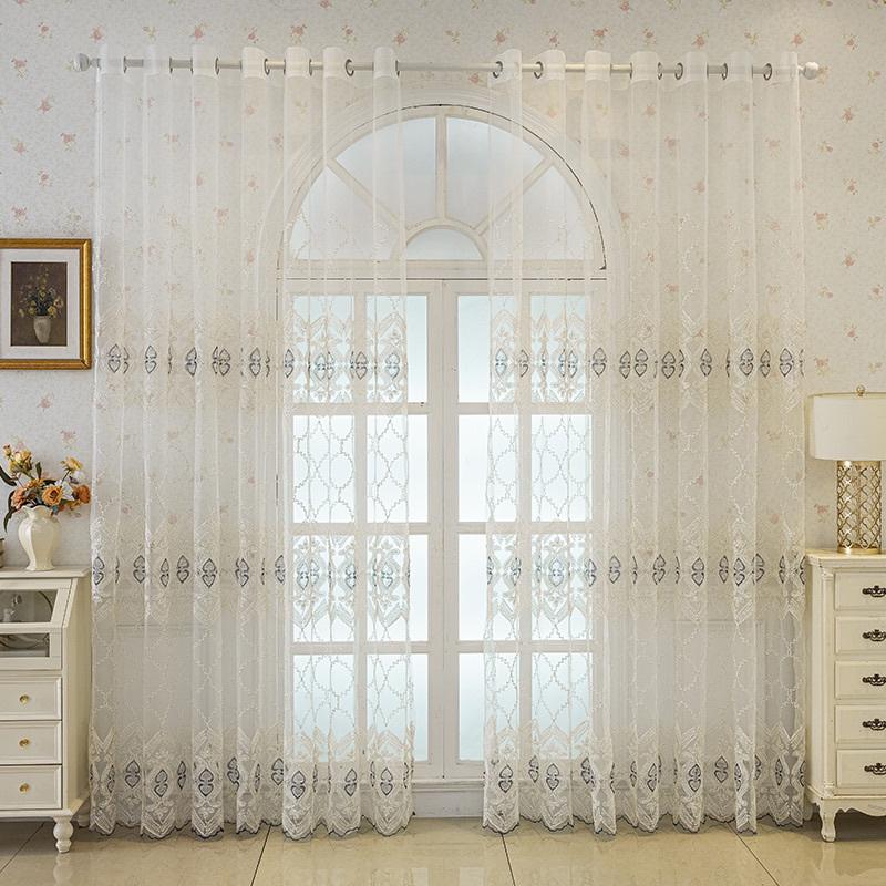 Modern High-end Luxury European-style Embroidered Gauze Curtains for Living Room Luxury Tulle Sheer Yarn Window Screens