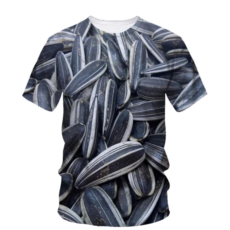

Hip Hop Personality Peanut Sunflower Seed Pattern 3d Printing Funny Men s Short Sleeve T-Shirt Fashion New Creative Quality Top S