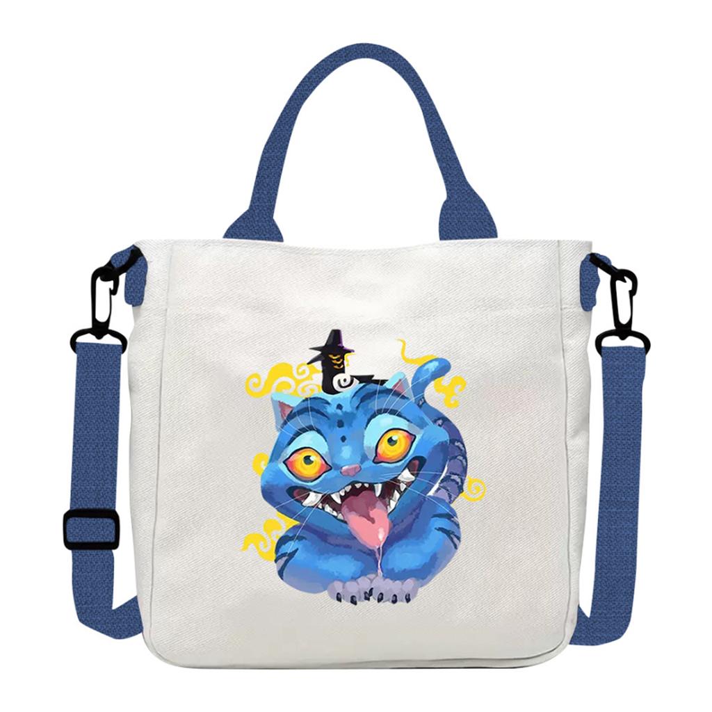 Group Canvas Bag Cartoon Little Illustration Student Collection Handbag Crossbody Shopping Bag