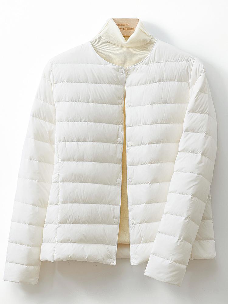 2026 Autumn/Winter Lightweight Collarless Down Jacket - 90% Down, Short Round Neck