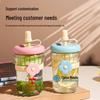 Cute Floral 500ml Glass Straw Bottle with Infuser