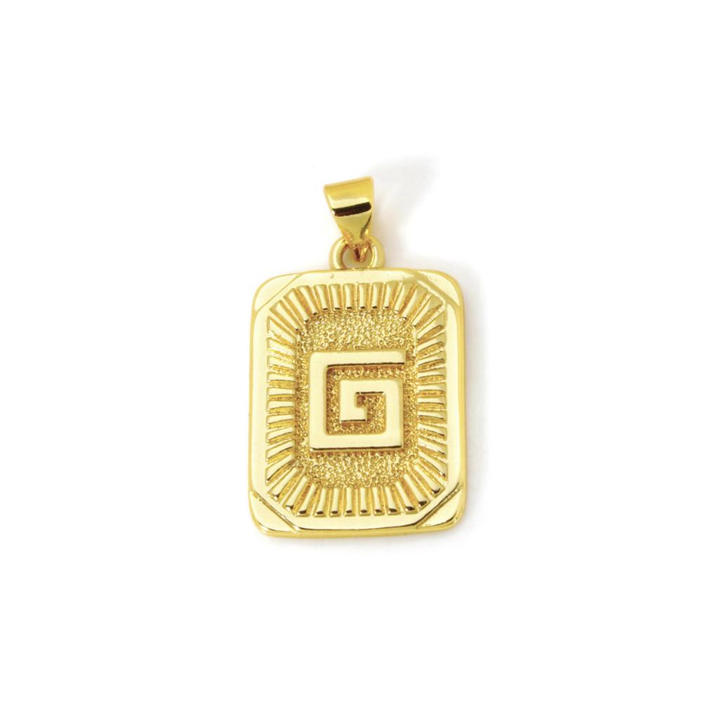 2pcs Letter Brass Charm Pendant 18K Gold Plated Rectangle " A-Z "Pendants For DIY Making Necklace Jewelry Findings 27mm X 16mm