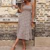 Summer Women Leopard Print Halter Neck High Waist A Line Dress with Ruffled Strap
