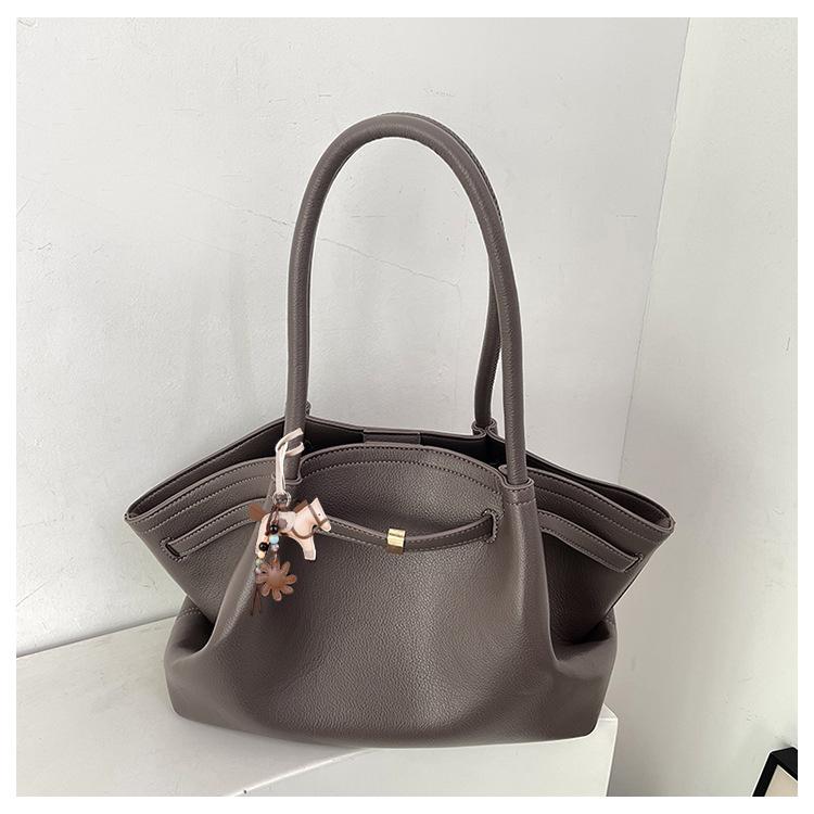 Luxury Lychee Pattern Underarm Shoulder Bags PU Leather Solid Color Women's Handbags Large Capacity Tote Bag Travel