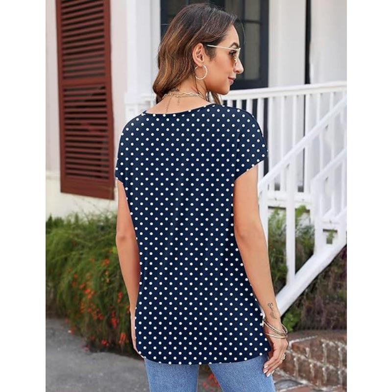 YYFS Dámská móda Ležérní Léto Jaro Jednobarevný potisk Halenky a košile s krátkým rukávem a výstřihem do V