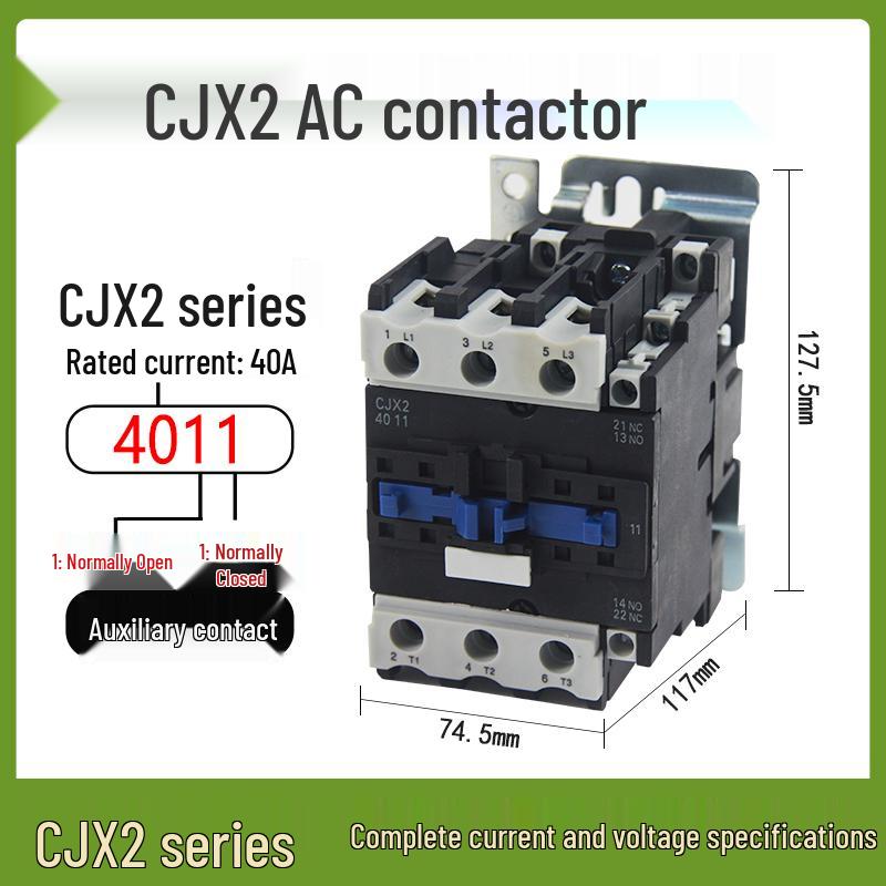 AC Contactor CJX2 Series: 1210, 0910, 1810, 2510, 3210 - Single-phase 220V, Three-phase 380V, 12A
