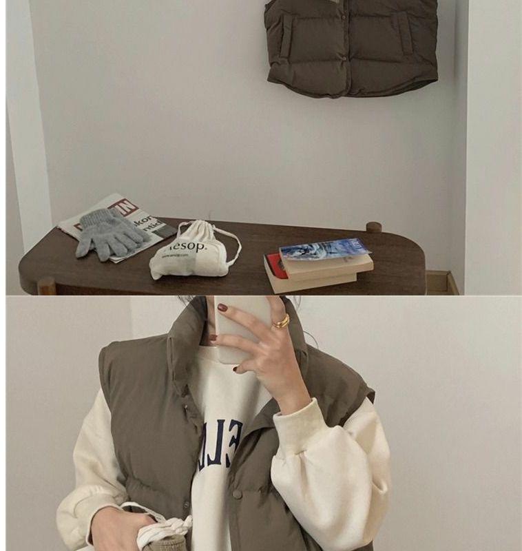 Women's Short Down Vest - 2025 Korean Style, Loose Fit, Sleeveless Jacket for Autumn & Winter