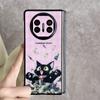 Black Cat and Pink Dragon Retro Happy Magnetic Case for Huawei MateX3/X5, Folding and Protective Cover for Women
