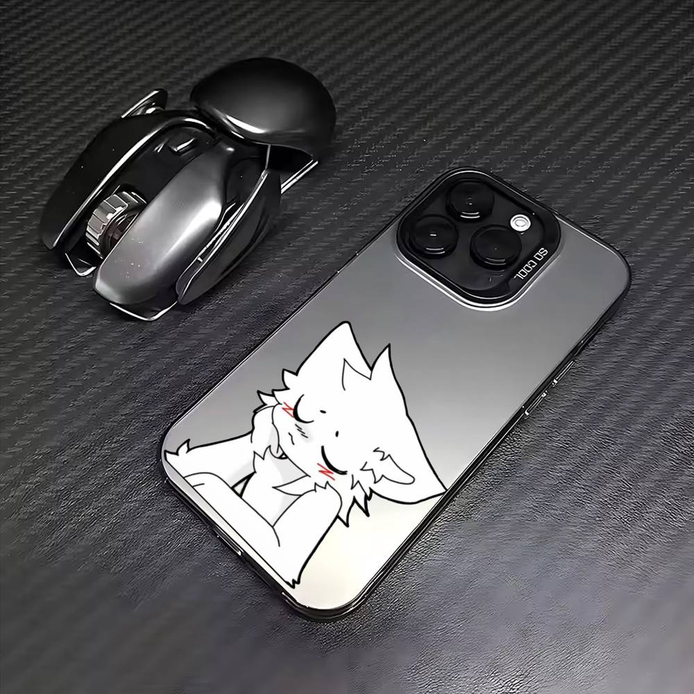 B-Boykisser F-Furry C-Cute Phone Case For iPhone17,16,15,14,13,12,11 Plus,Pro Max Colored Silver Plated Inside Cover iPhone13PRO