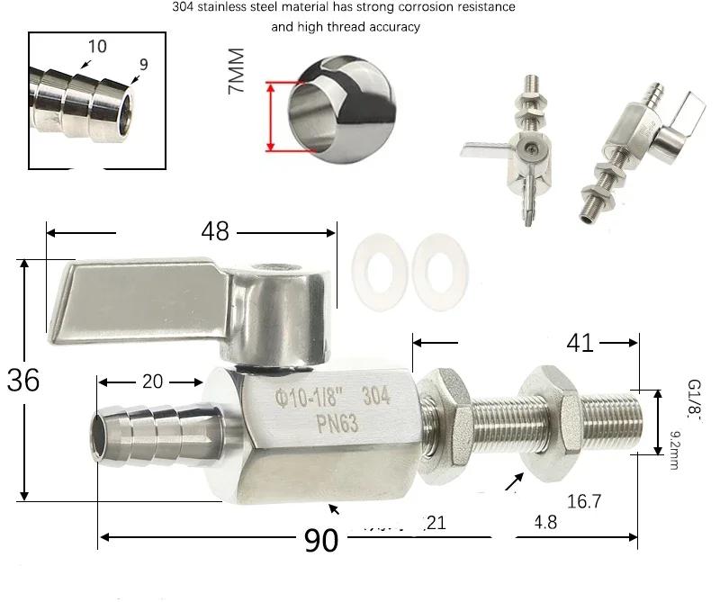 Valvola a Sfera Mini in Acciaio Inossidabile 304 con Raccordo a Innesto per Tubo Grado Sanitario 7mm 8mm 10mm 12mm Giunto per Tubo Gas Acqua Olio Microvalvola Acquario