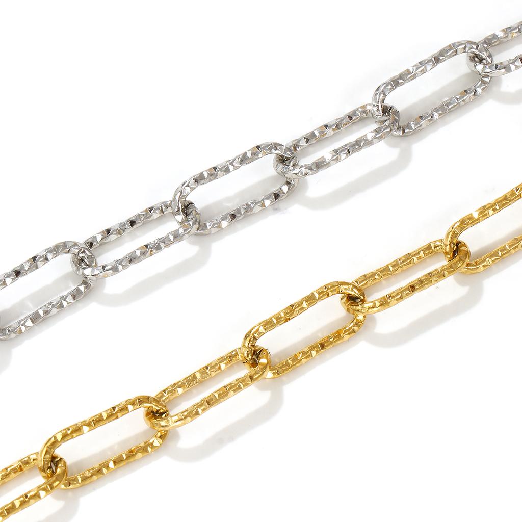 1 Piece Minimalist Stylish 304 Stainless Steel Paperclip Link Chain Bracelets For Women Men Party Gift 19cm(7.5") long