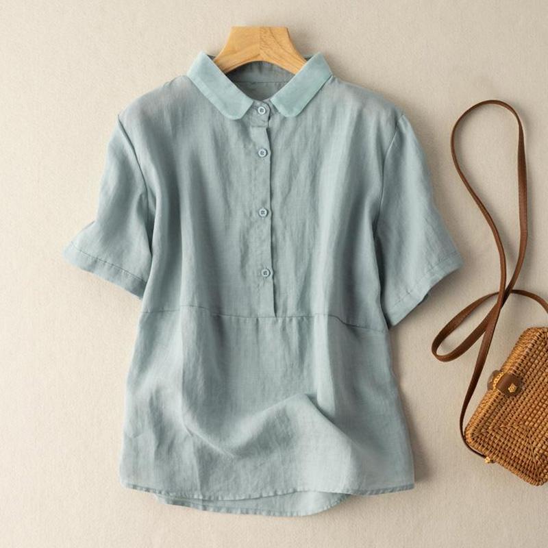 Shirt for Women Summer Oversize Cotton Loose Blouse Casual Long Sleeve Pullover Soft Loose Shirt Top