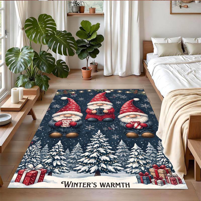 Christmas Printed Square Area Rug Soft Non Slip Floor Carpet For Bedroom Holiday Gift