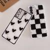 Black White Grid Lover Heart Pattern Phone Case For For Samsung Galaxy S23 S24 S22 Ultra Plus Cover S22+ S24+ S23+ Shell Fundas
