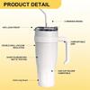 1pc Stainless Steel Ice Tumbler 38.55oz Insulated Cup with Handle & Straw Keeps Cold for 24 Hrs Car Insulation Cup Coffee Water