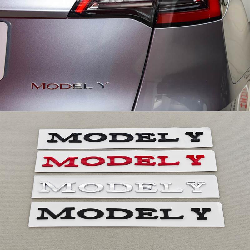 3D ABS Chrome Black Car Rear Trunk Badge Logo MODEL Y Letters Emblem Decals For Tesla MODEL Y Auto Exterior Accessories