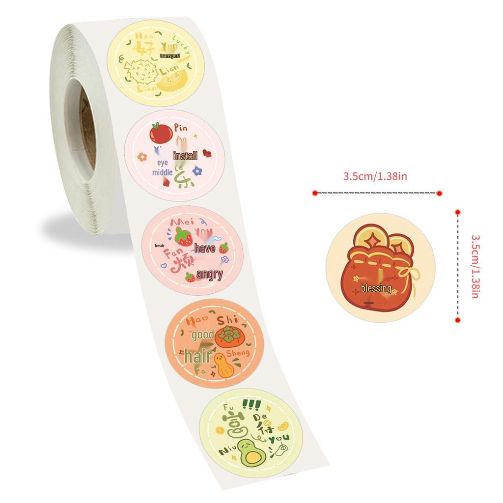 Cartoon Blessing Words Stickers Roll - Decorative Sealing & Student Notebook Tape