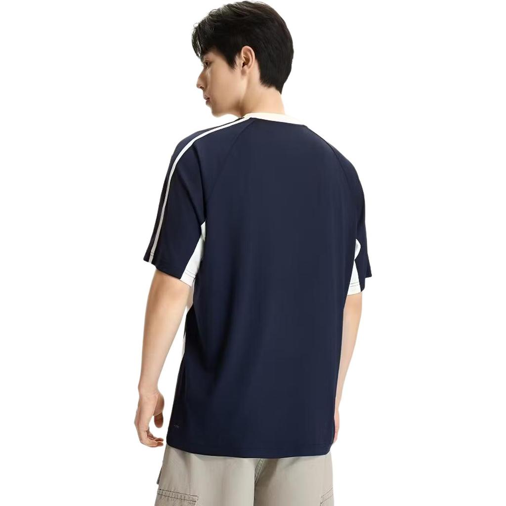 Li-Ning Sport Lifestyle Series Logo Letter Color Block Round Neck T-Shirt Men Tops ATSW265-2