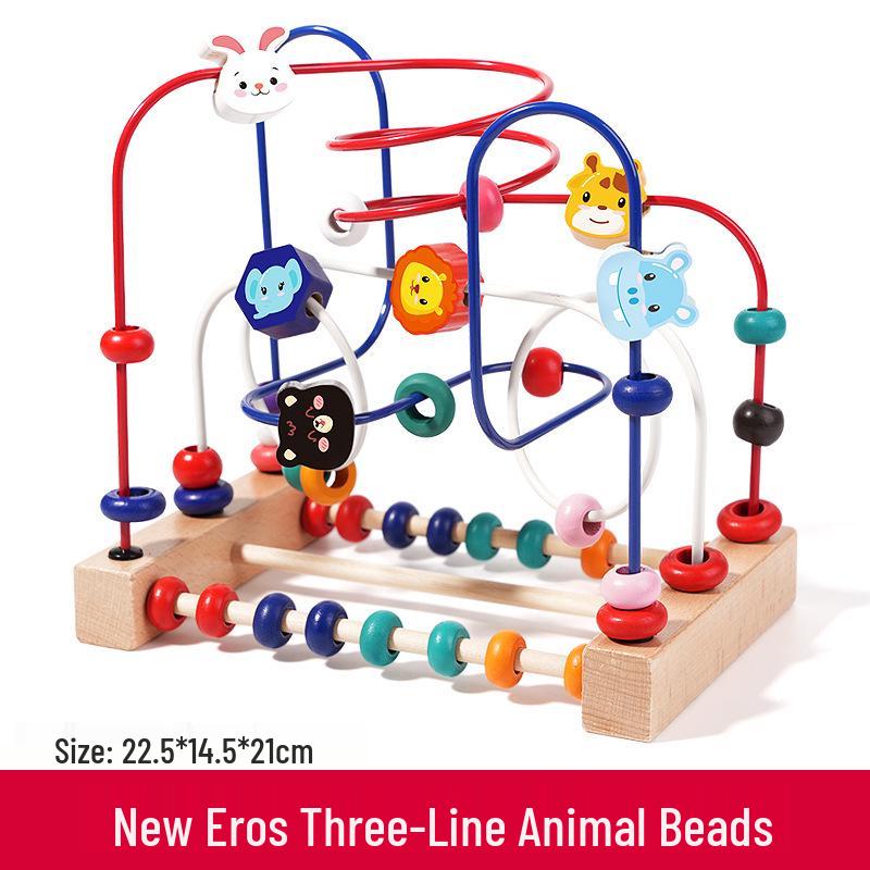 Multifunctional Beaded Building Blocks for Toddlers - Educational Stringing Toy for Boys & Girls Ages 0-3