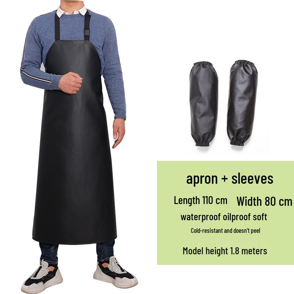 Men's Waterproof & Oil-Proof Leather Apron - Durable, Wear-Resistant, Long-Style for Cooking & Household Tasks