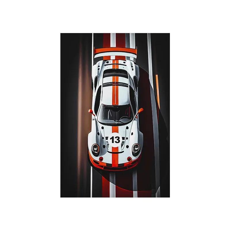 Vintage Racing Comic Illustration Luxury Sports Car Travel Poster Supercar Wall Art Canvas Painting Mural Gaming Room Home Decor