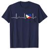Funny Filipino Heartbeat I Love Philippines Flag Heart T-shirts Men Fashion Casual Tshirt 100% Cotton Loose Oversized T Shirt