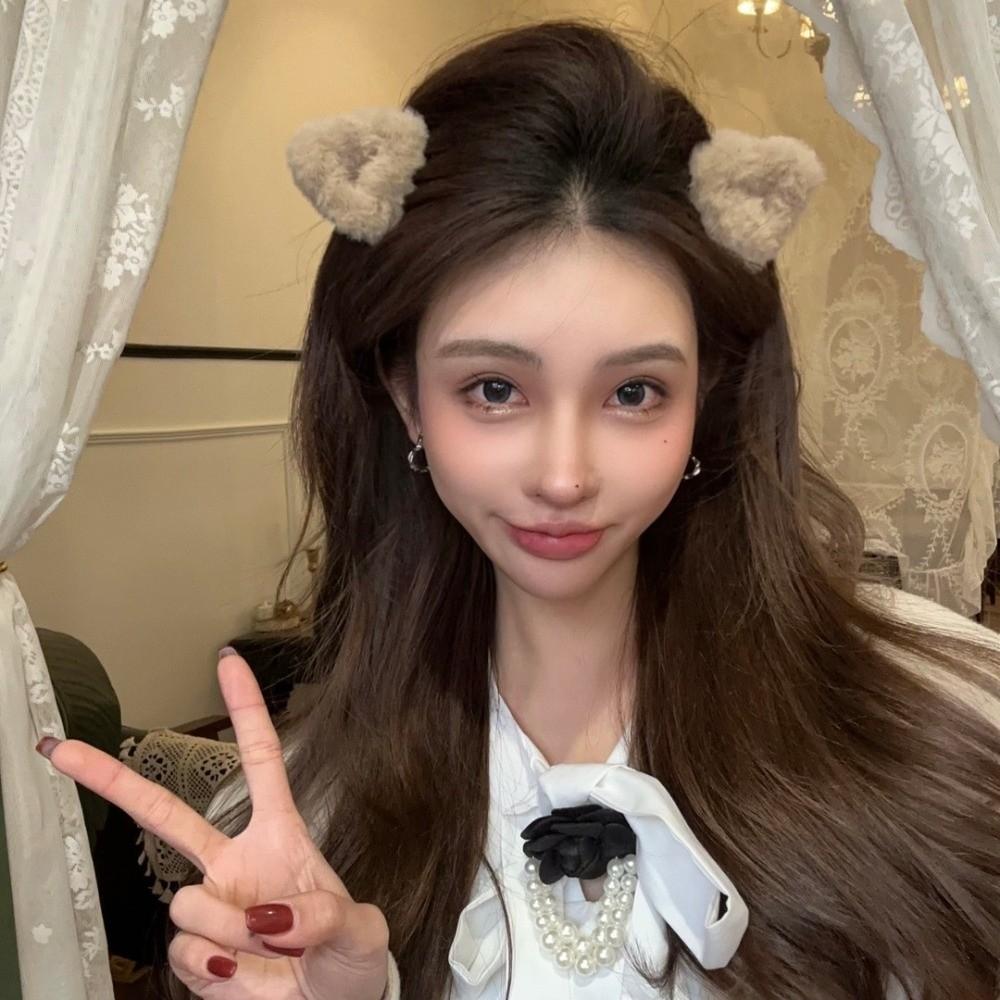 Trendy Versatile Hair Clips Fluffy Sweet Style Bangs Hair Clips Cat Ear Shape Ponytail Clips Women Head Wear Accessories