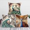 1pc Nordic Style Peacock Oil Pillow Case Square Bedroom Sofa Leisure Comfort Cushion Car Living Room Home Decoration