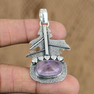 Gift For Her 925 Sterling Silver Natural African Amethyst Gemstone Pendant