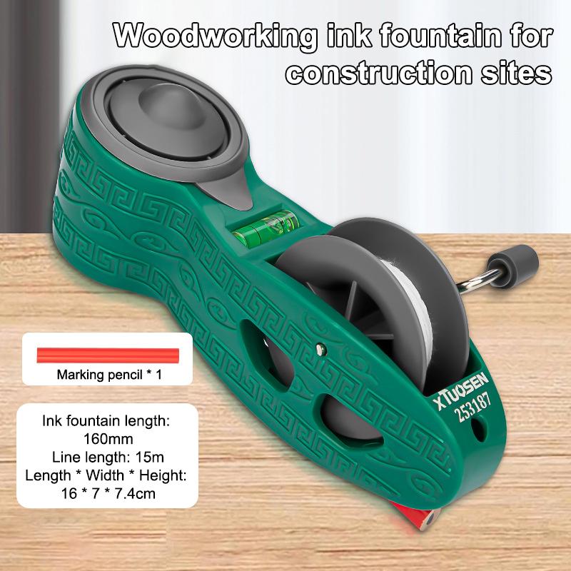 Woodworking Tool Carpenter Manual Ink Marker Scriber With 50M Chalk Lines Professional Wood Working Scriber Drawing Line Marker