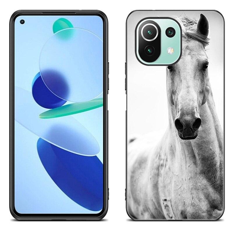 Horses Running Phone Case For Xiaomi Mi 11 Lite NE 11i 10T 11T Pro A2 A3 Lite POCO F3 M3 M4 C31 X3 Pro NFC GT Black Soft Cover